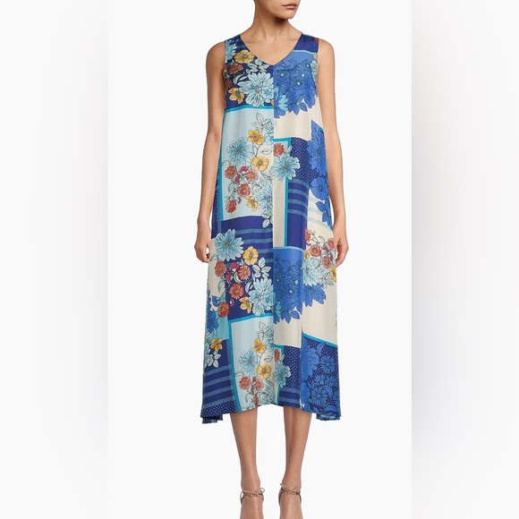 Johnny Was Blue Floral Maxi Dress - Picture 13 of 14